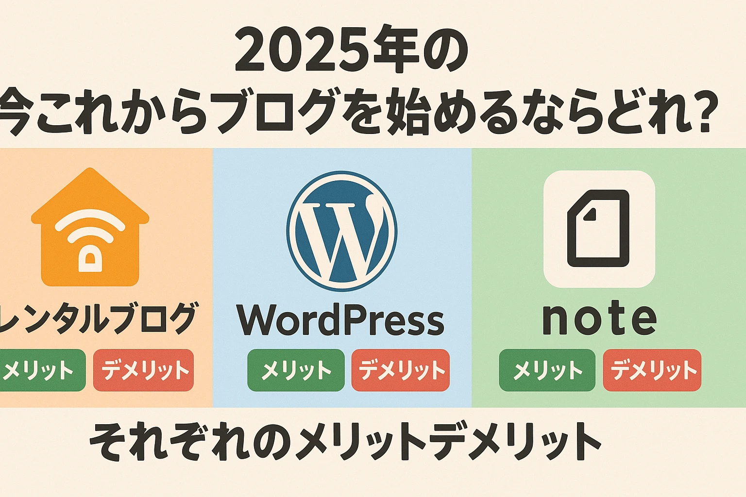レンタルブログ、WordPress、note、2025年の今これからブログを始めるならどれ?それぞれのメリットデメリット